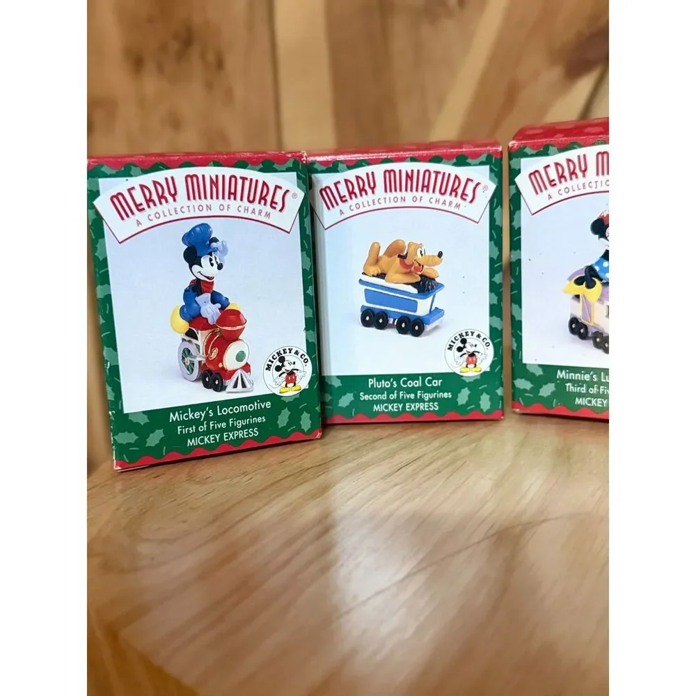 1998 EMPTY BOXES ONLY Hallmark Merry Miniatures Mickey Express Complete Set 5